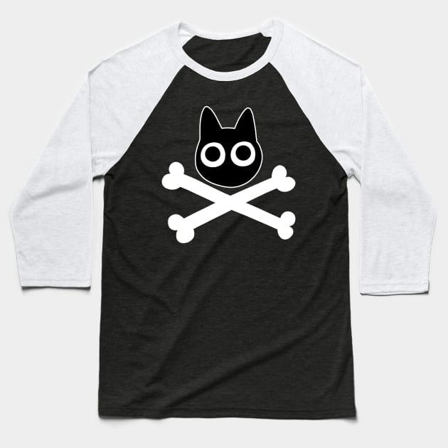 Black Cat Pirate Baseball T-Shirt by pako-valor